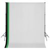 vidaXL Fotostudiosett med 3 fargerike bakgrunner bomull justerbar ramme 3x3 m