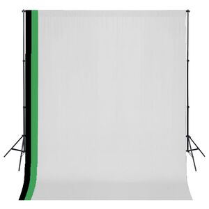 vidaXL Fotostudiosett med 3 fargerike bakgrunner bomull justerbar ramme 3x3 m