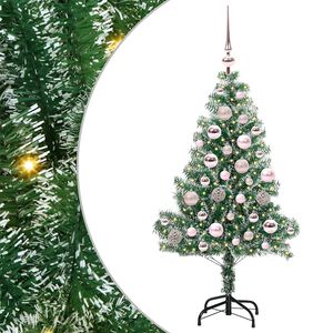 vidaXL Kunstig Julesekk Sn&oslash; Flocket med LED Lys Gr&oslash;nn og hvit 120 cm
