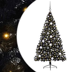 vidaXL Kunstig Forh&aring;ndsopplyst Juletre med 300 LED Svart 180 cm PVC
