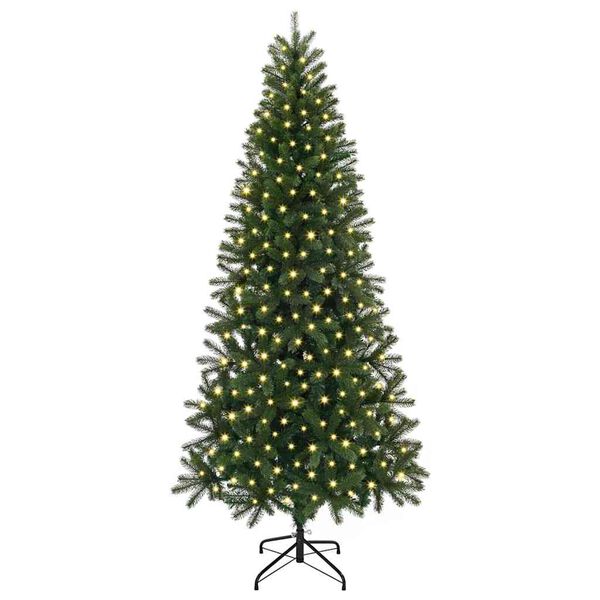 vidaXL Kunstig juletre med 300 LED med stativ grønn 240 cm PE og PVC