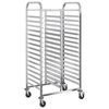 vidaXL brettvogn med 32 GN-beholdere 75x55x162,5 cm rustfritt st&aring;l