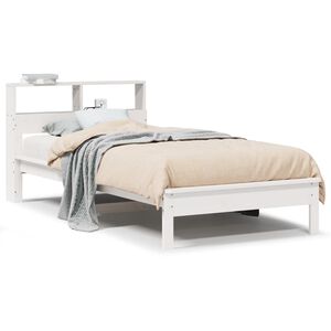 vidaXL Seng med bokhylle uten madrass hvit 90x190 cm heltre furu