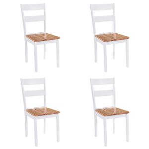vidaXL Spisestoler 4 stk hvit heltre gummitre