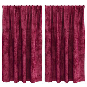 vidaXL Fl&oslash;yel Gardiner med gardiner 2 pcs Vinr&oslash;d 140 x 140 cm Fl&oslash;yel