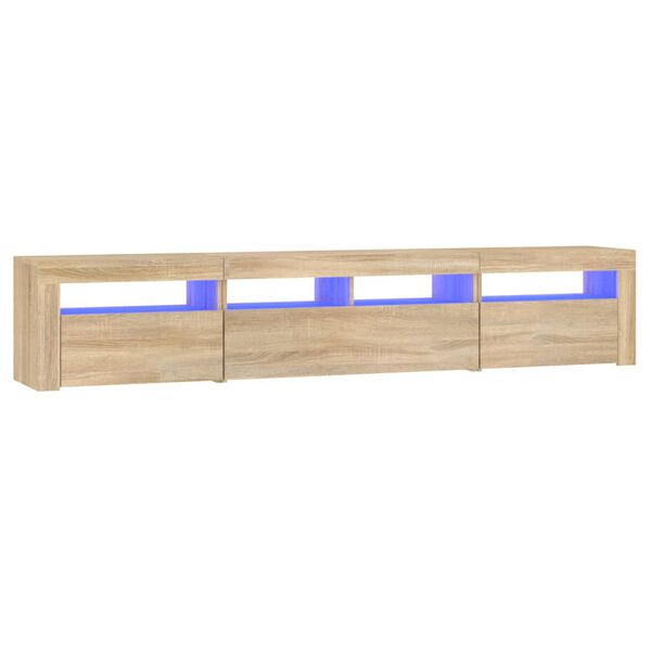 vidaXL TV-benk med LED-lys sonoma eik 210x35x40 cm
