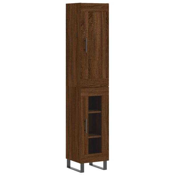 vidaXL Highboard brun eik 34,5x34x180 cm konstruert tre