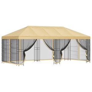 vidaXL Paviljong med sidevegger 6 x 3 m Krem Polyester og st&aring;l 190