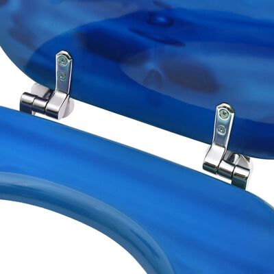 vidaXL Toalettsete med lokk MDF blå vanndråpe-design