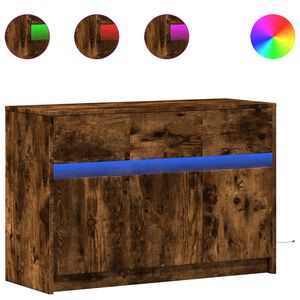 vidaXL TV-benk med LED r&oslash;kt eik 91x34x61 cm konstruert tre