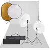 vidaXL Fotostudiosett med lyssett, bakgrunn og reflektor