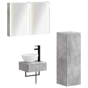 vidaXL Baderomsskapsett 4 pcs Betonggr&aring; 43 x 11,5 x 60,5 cm