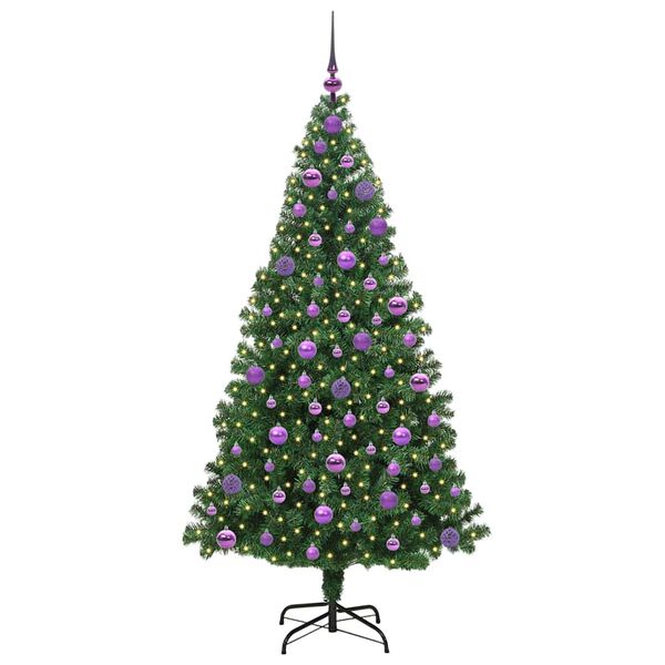 vidaXL Kunstig juletre med 300 LED gr&oslash;nn 180 cm PVC og St&aring;l og Plast