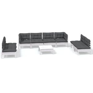 vidaXL Hagesofagruppe med puter 9 deler heltre furu