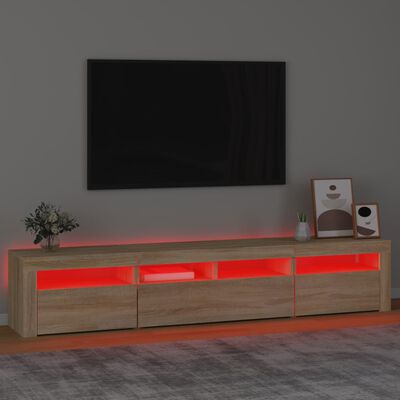 vidaXL TV-benk med LED-lys sonoma eik 210x35x40 cm