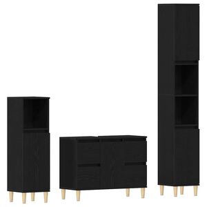 vidaXL Baderomsinnredningssett 3 pcs Svart Eik Ingeni&oslash;rtre og metall