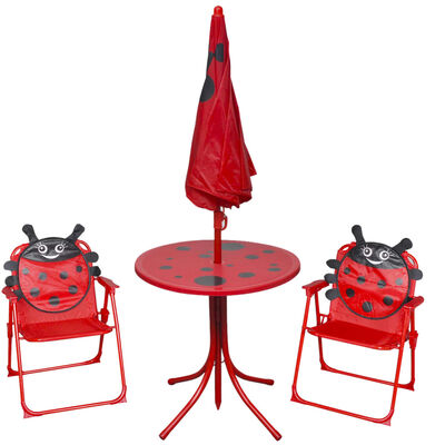 vidaXL Hagegruppe til barn med parasoll 3 deler rød