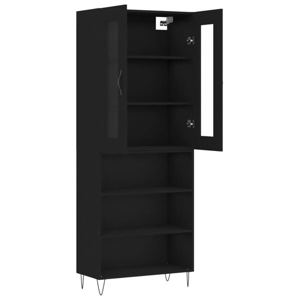 vidaXL Highboard svart 69,5x34x180 cm konstruert tre
