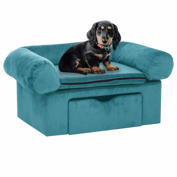 vidaXL Hundesofa med lagring Turkis 75 x 50 x 38cm Plysj