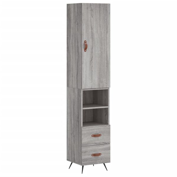 vidaXL Highboard gr&aring; sonoma 34,5x34x180 cm konstruert tre