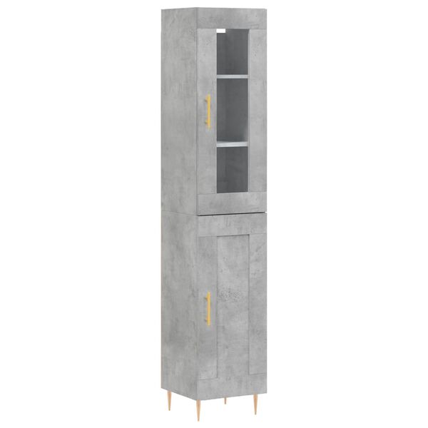 vidaXL Highboard betonggr&aring; 34,5x34x180 cm konstruert tre