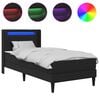 vidaXL Sengestamme med LED-lysstrimler Svart 90 x 190 cm Kunstl&aelig;r