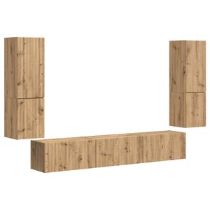 vidaXL TV-benksett Veggmontert 4 pcs Artisan Eik Konstruert tre