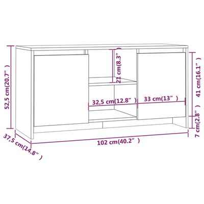 vidaXL TV-benk betonggrå 102x37,5x52,5 cm sponplate