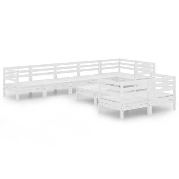 vidaXL Hagesofagruppe 9 deler hvit heltre furu