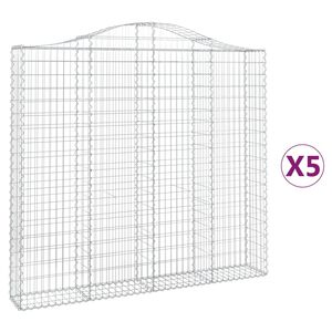 vidaXL Gabionkurver buede 5 stk 200x30x180/200 cm galvanisert jern