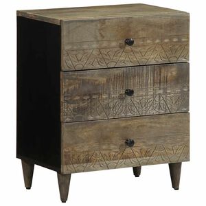 vidaXL Nattbord lysegr&aring; 50x33x60 cm heltre mango