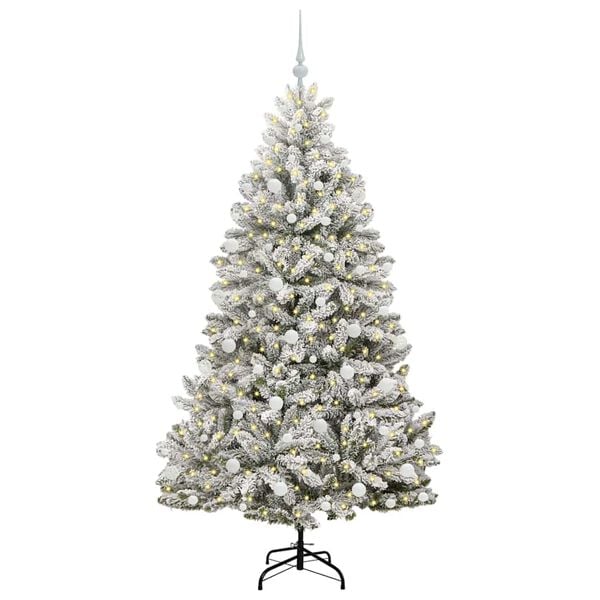 vidaXL Kunstig juletre med 300 LED Gr&oslash;nn og hvit 180 cm PVC og metall
