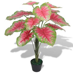 vidaXL Kunstig caladiumplante med potte 85 cm gr&oslash;nn og r&oslash;d