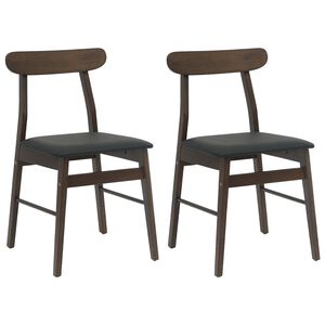 vidaXL Spisestuestol 2 pcs M&oslash;rk brun og svart Solid Gummitre
