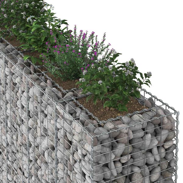 vidaXL Gabion hevet seng 3 pcs s&oslash;lv 250 x 50 x 150 cm Galvanisert St&aring;l