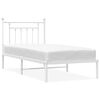 vidaXL Sengeramme i metall med hodegavl hvit 90x200 cm