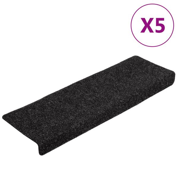 vidaXL Trappematter selvklebende 5 stk 65x21x4 cm svart rektangulær kant