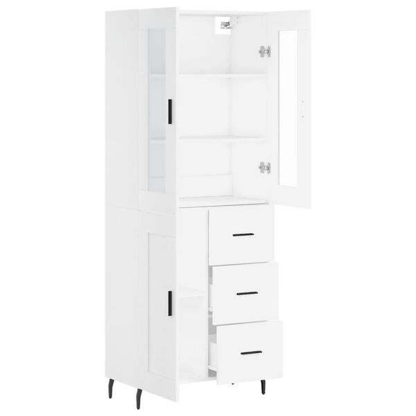 vidaXL Highboard hvit 69,5x34x180 cm konstruert tre
