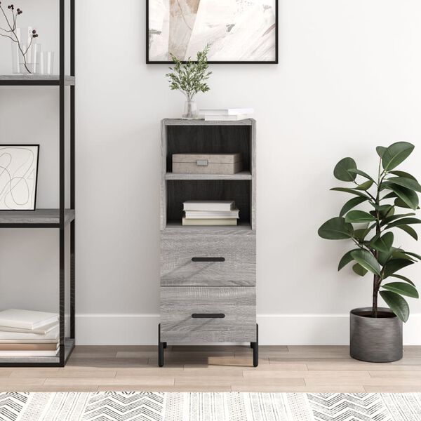 vidaXL Skjenk gr&aring; sonoma 34,5x34x90 cm konstruert tre