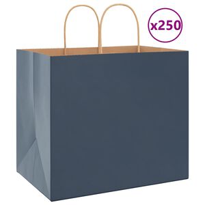 vidaXL Papirposer 250 stk med h&aring;ndtak bl&aring; 32x22x28 cm