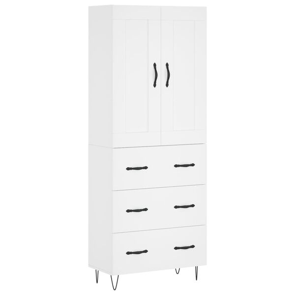 vidaXL Highboard hvit 69,5x34x180 cm konstruert tre