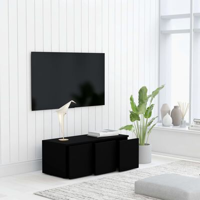 vidaXL TV-benk svart 80x34x30 cm sponplate