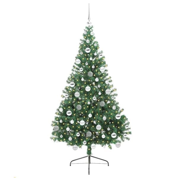 vidaXL Kunstig Forh&aring;ndsopplyst Juletre med 300 LED gr&oslash;nn 180 cm PVC