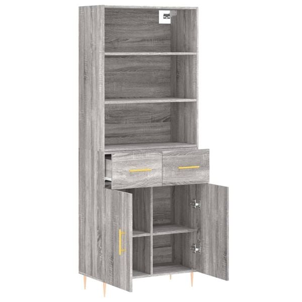 vidaXL Highboard gr&aring; sonoma 69,5x34x180 cm konstruert tre