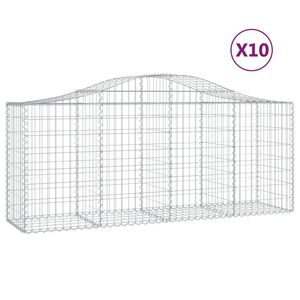 vidaXL Gabionkurver buede 10 stk 200x50x80/100 cm galvanisert jern