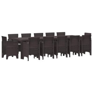 vidaXL Hage Spisegruppe 13 pcs Brun og Lys grå Rattan og Puter