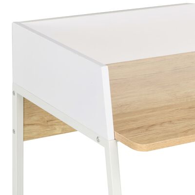 vidaXL Skrivebord hvit og eik 90x60x88 cm