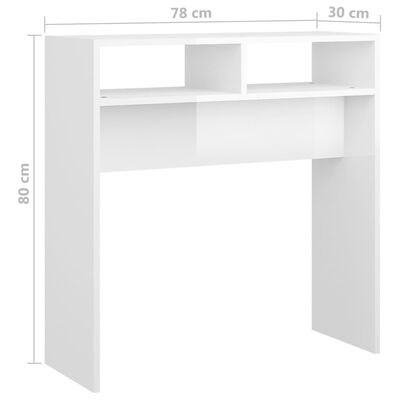 vidaXL Konsollbord høyglans hvit 78x30x80 cm sponplate