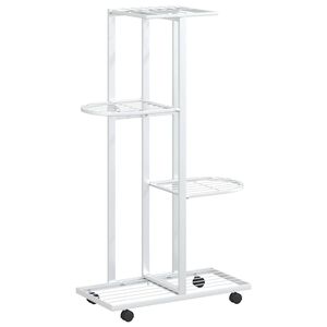 vidaXL Blomsterstativ med hjul 4 etasjer 44x23x80 cm hvit jern