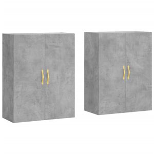 vidaXL Veggskap 2 stk betonggr&aring; 69,5x34x90 cm